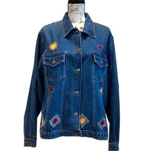 Agapo Collection Vintage Women’s Embroidered Blue Jean Jacket Size 2XL